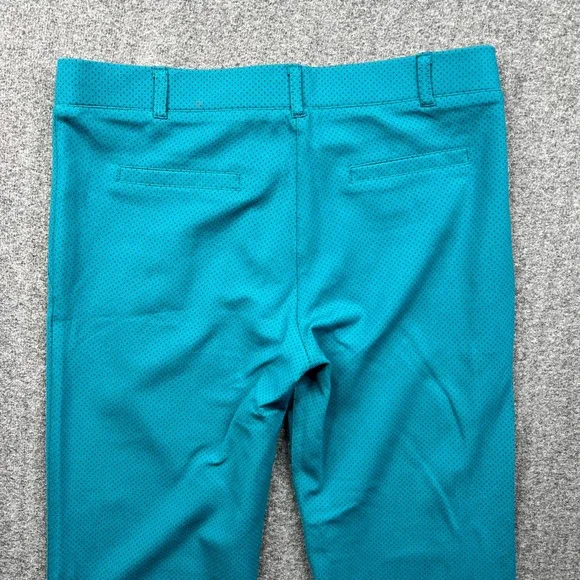 Betabrand Dress Pant Yoga Pants Women L Petite Teal Blue Micro Dot Straight Leg - Picture 11 of 13